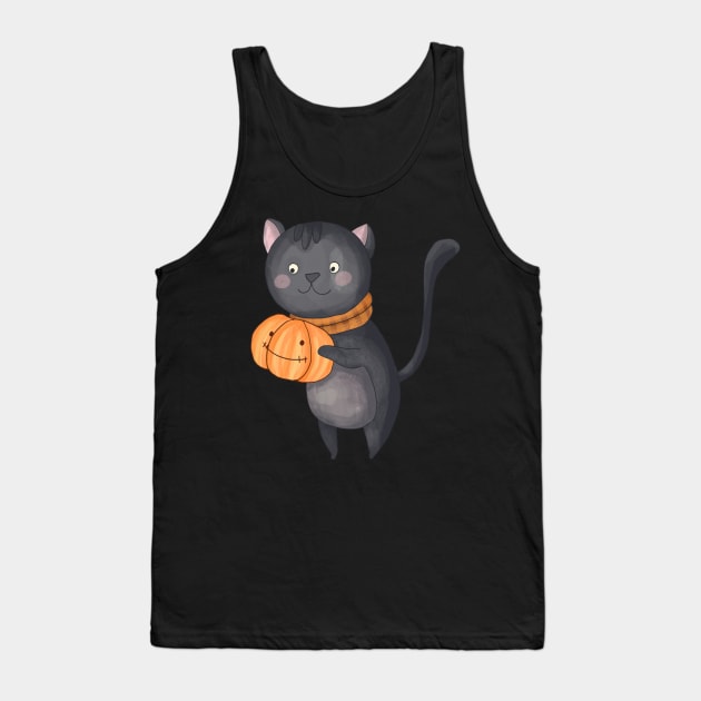 Funny Halloween Cat Pumpkin For Men & Women Tank Top by vicenteamine